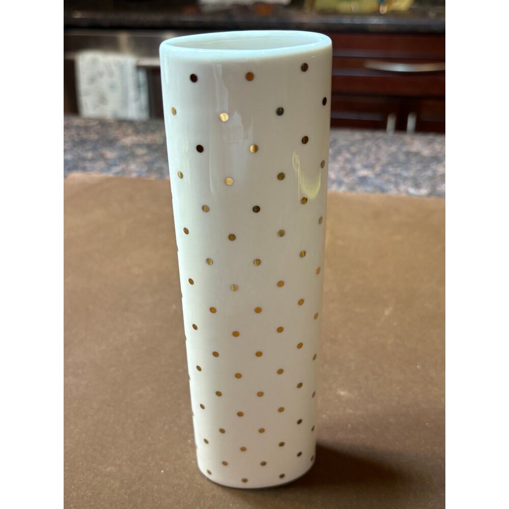 Vintage Lenox x Kate Spade NY Everdone Lane Bud Vase Cream Gold 7.5"tall RARE